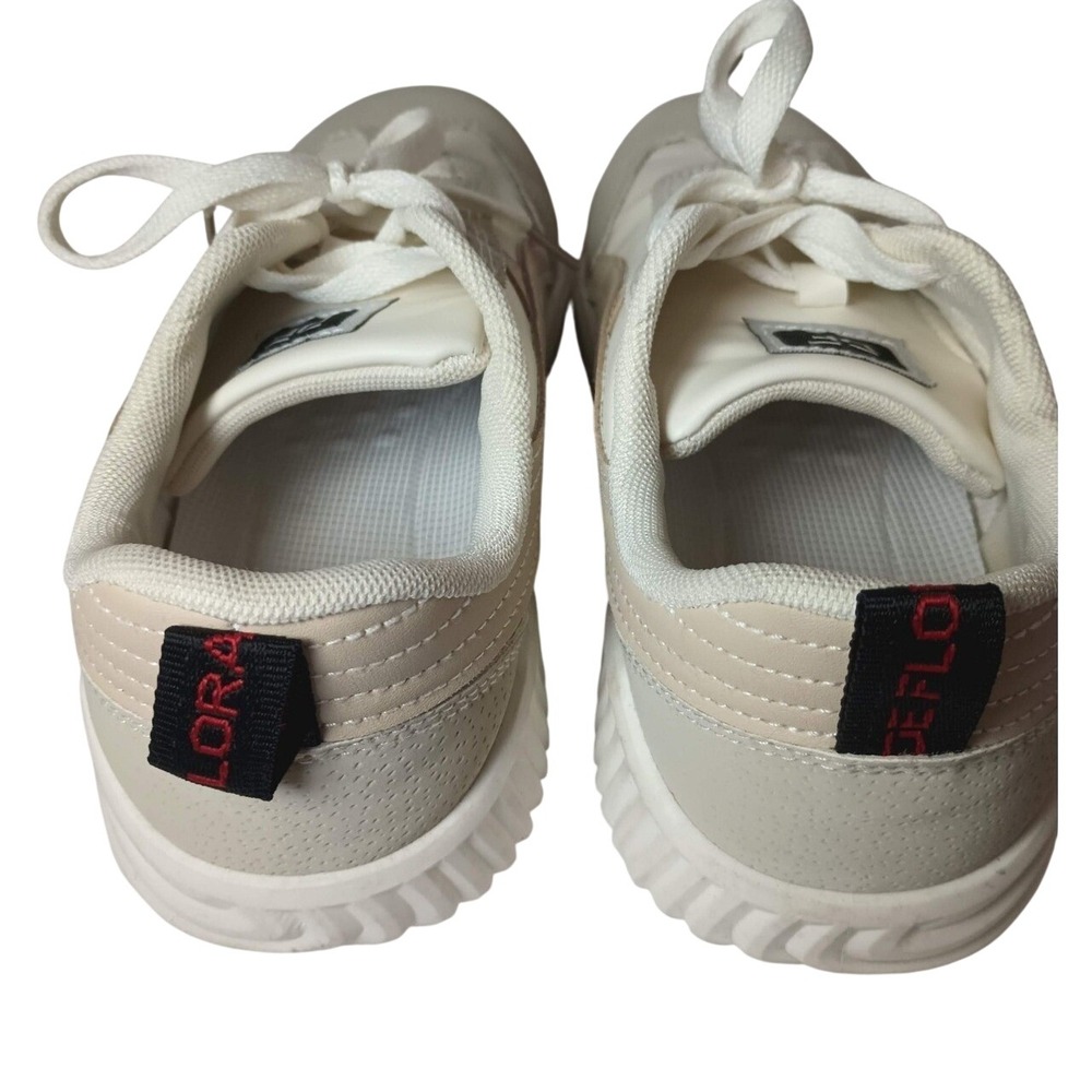 De Florance Womens Sneakers Cream Beige Low Top Italian Design Size 7 Preppy - Picture 6 of 6